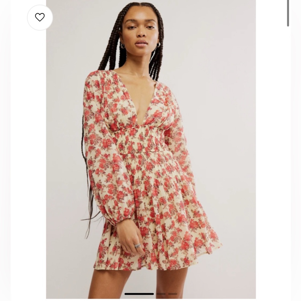 Free People, Keep You Mini Dress Red Floral, Size XS | 2017